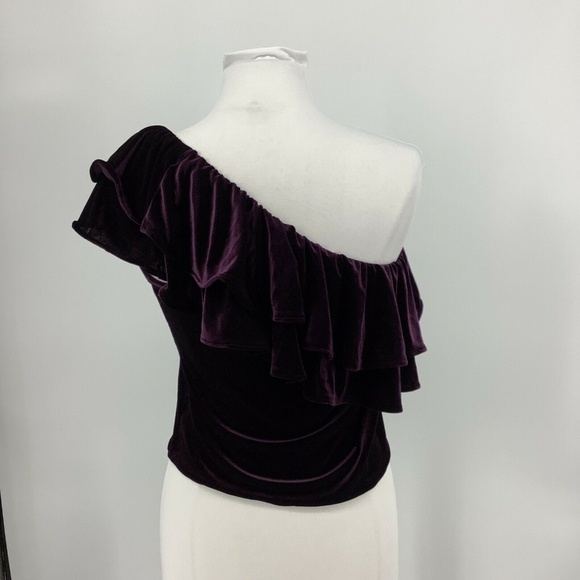 MISA LOS ANGELES Agus One-Shoulder Velvet Top Plum - Picture 5 of 8